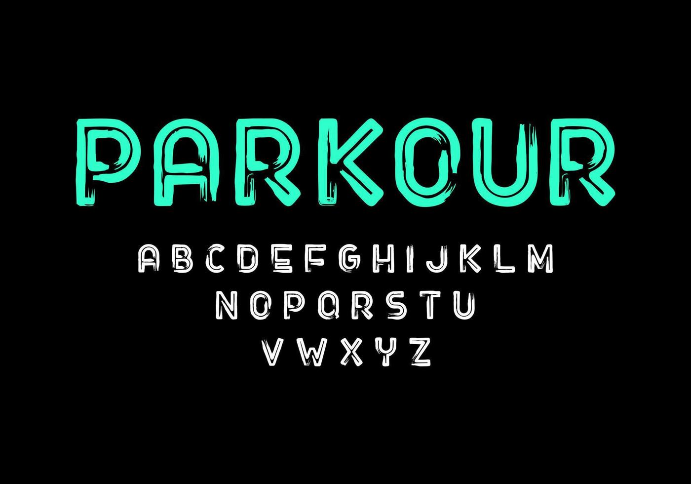 Font with a thick brush stroke pattern on the outline. Vector fonts for typography, titles, posters, or logos