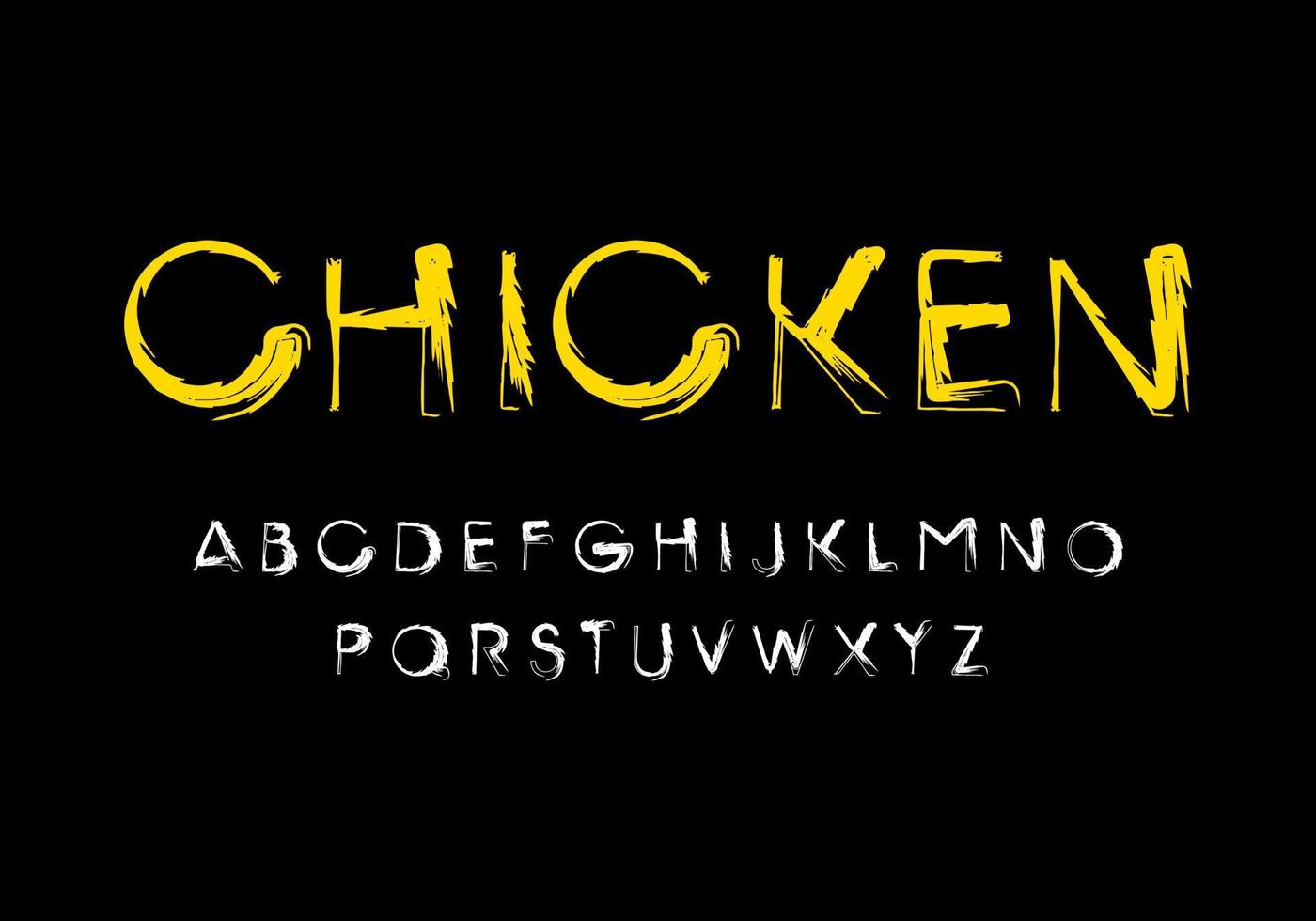 Thin font with a coarse feather-like style. Vector fonts for typography, titles, posters, or logos
