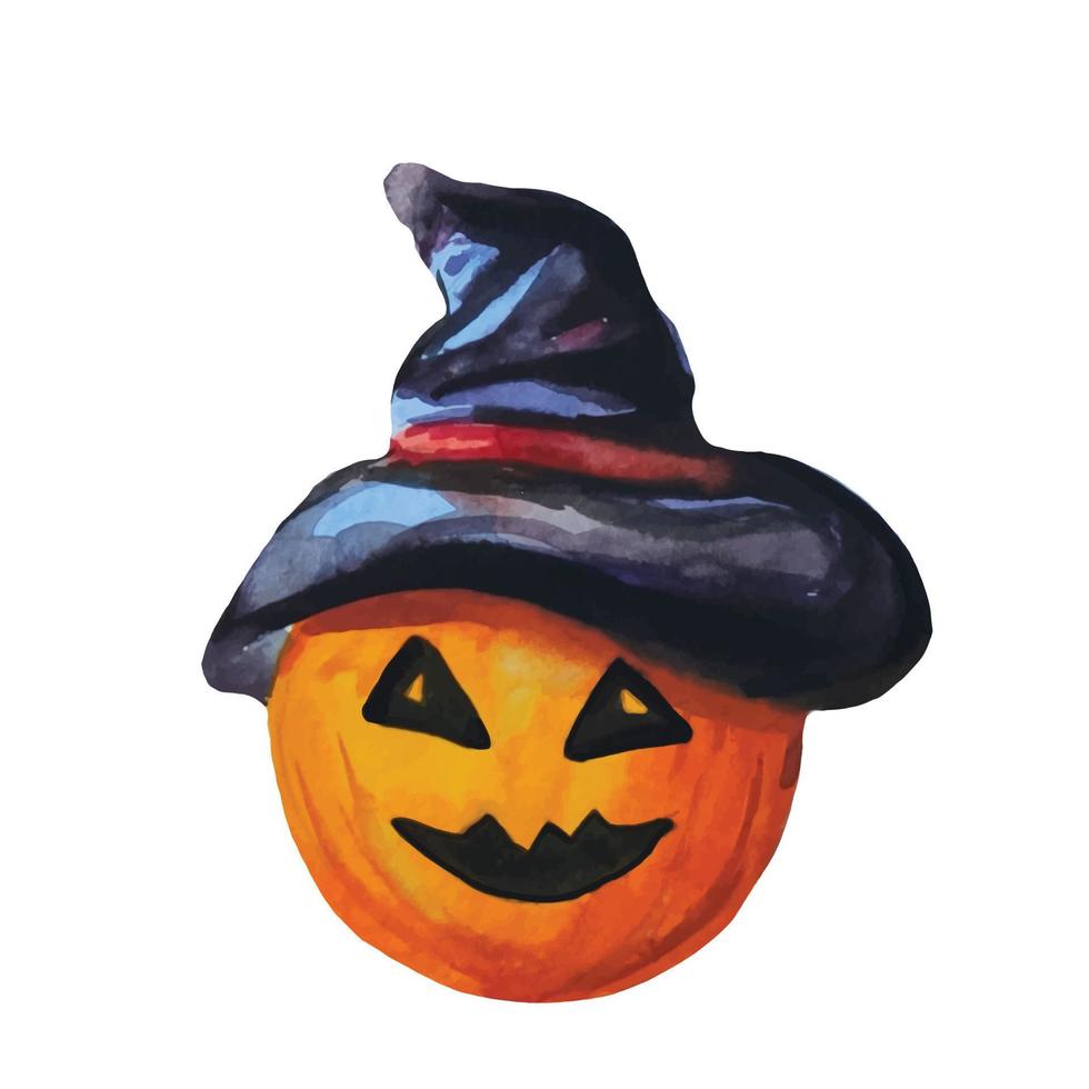 calabaza en la ilustración de vector de sombrero para halloween