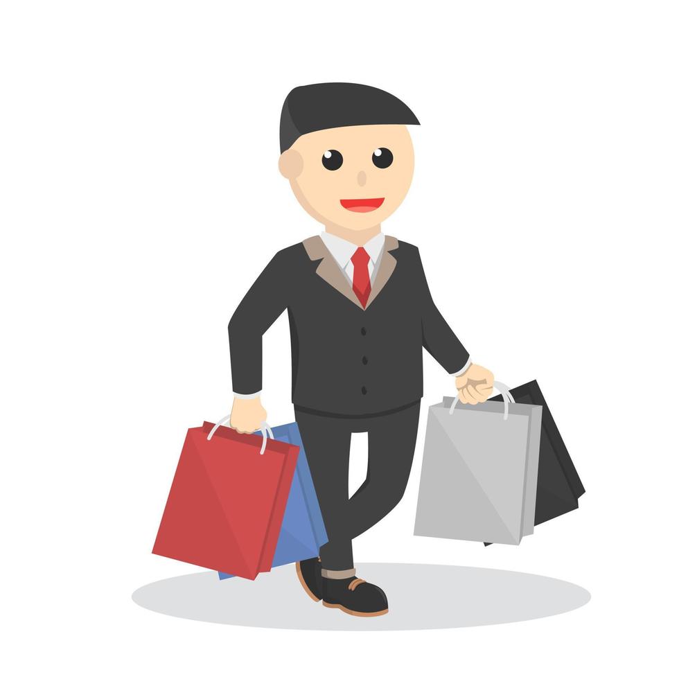 businessman carrying shopping bags design character on white background vector