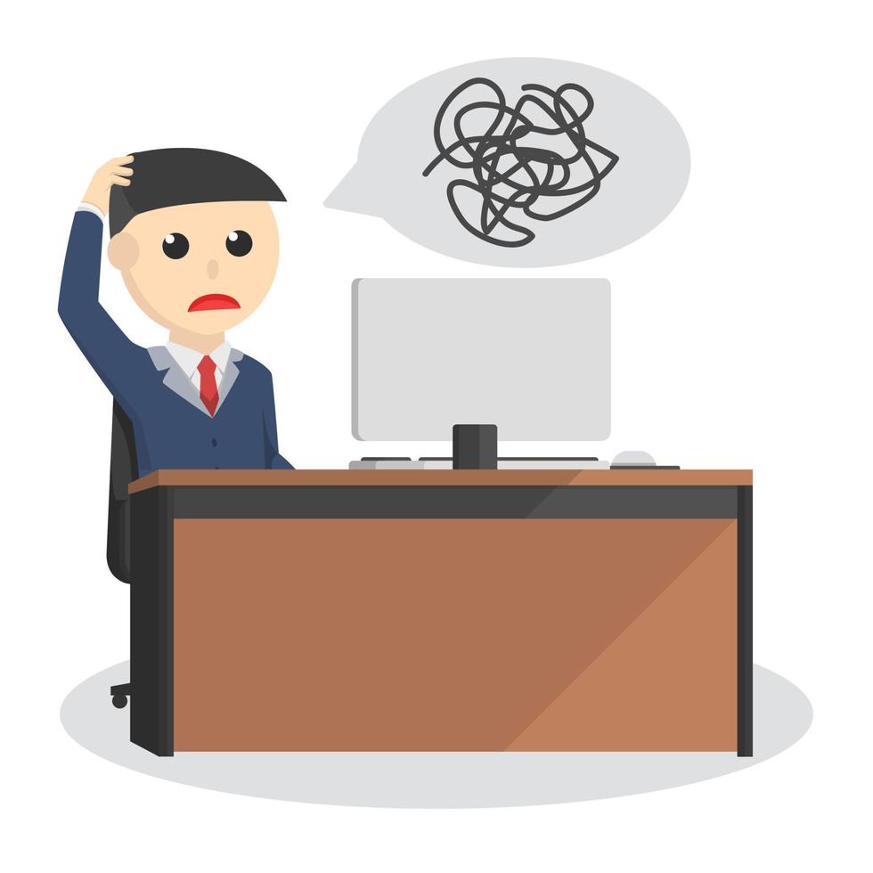 businessman feel tangled thoughts design character on white background vector