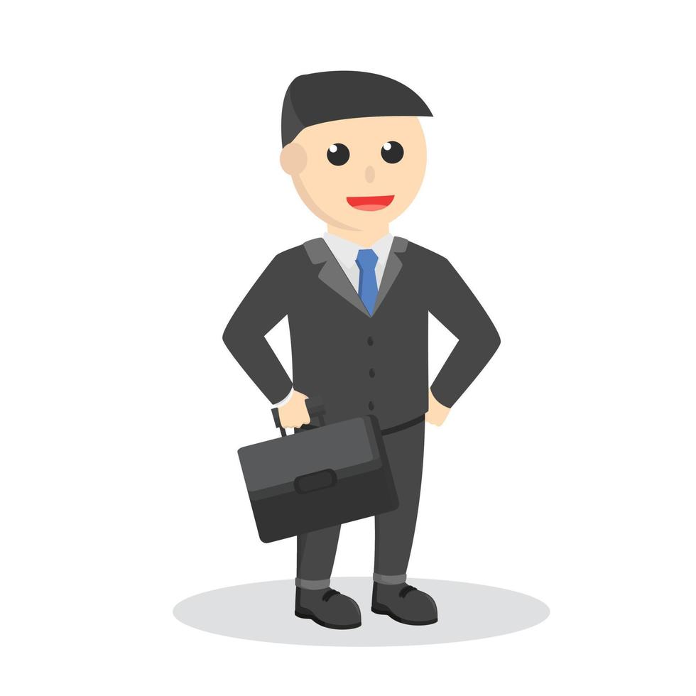 businessman hold a briefcase design character on white background vector