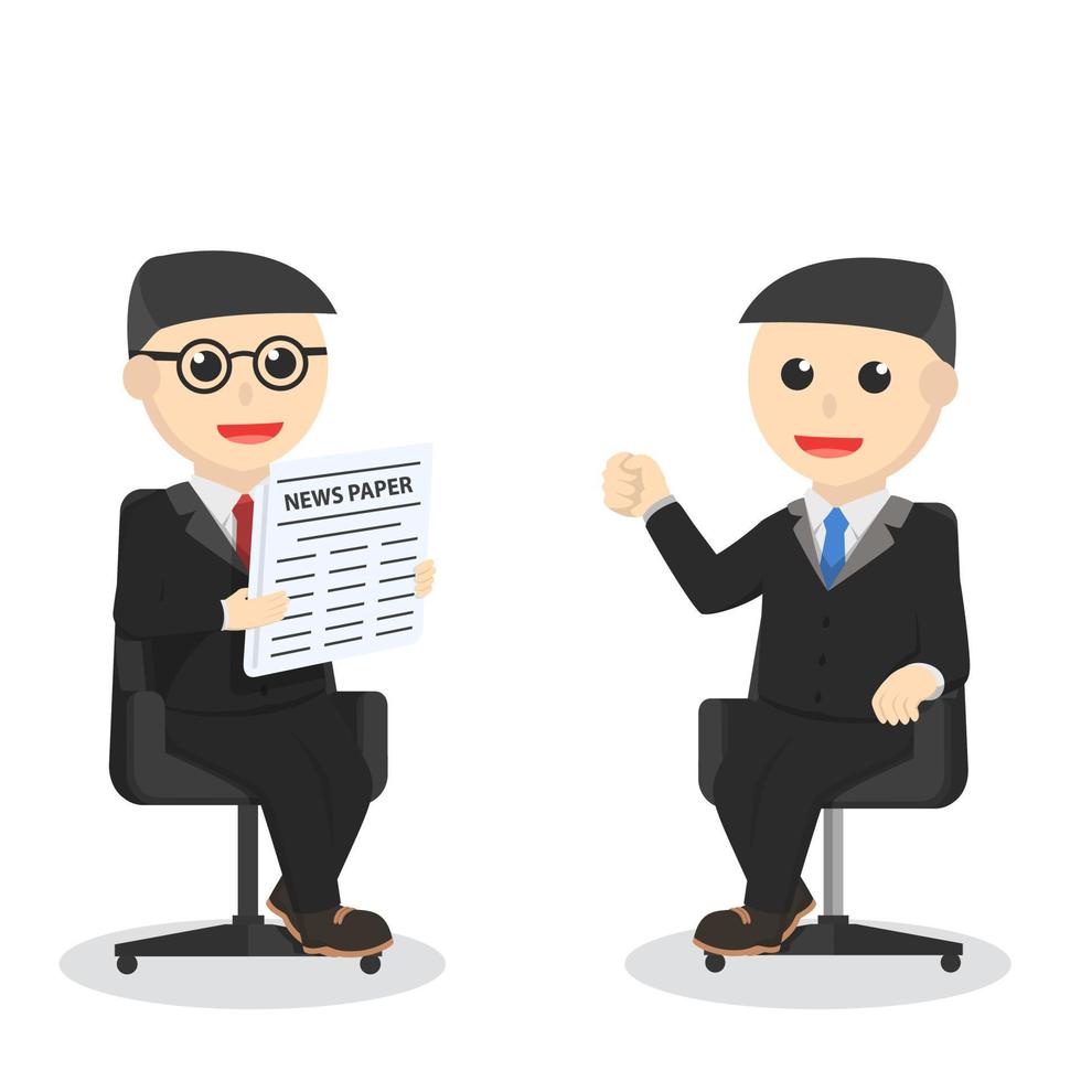 business people interact with each other design character on white background vector