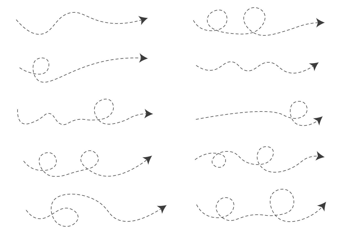 Set of Dashed Line Arrows vector