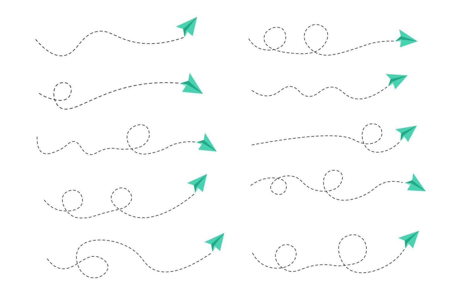 Set of Dashed Line Airplane Route vector