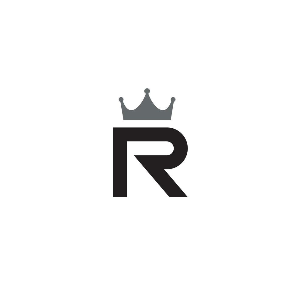 diseño de logotipo o icono de letra r y corona vector