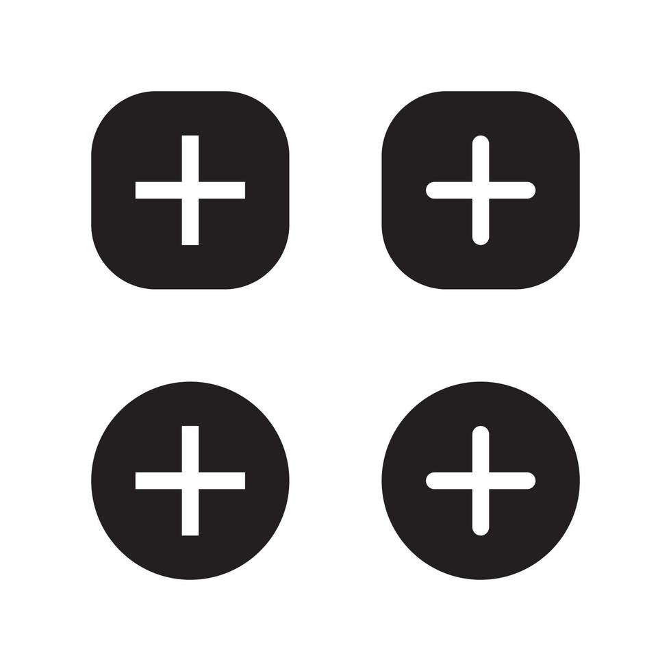Add button icon vector of social media elements. Cross, plus sign symbol