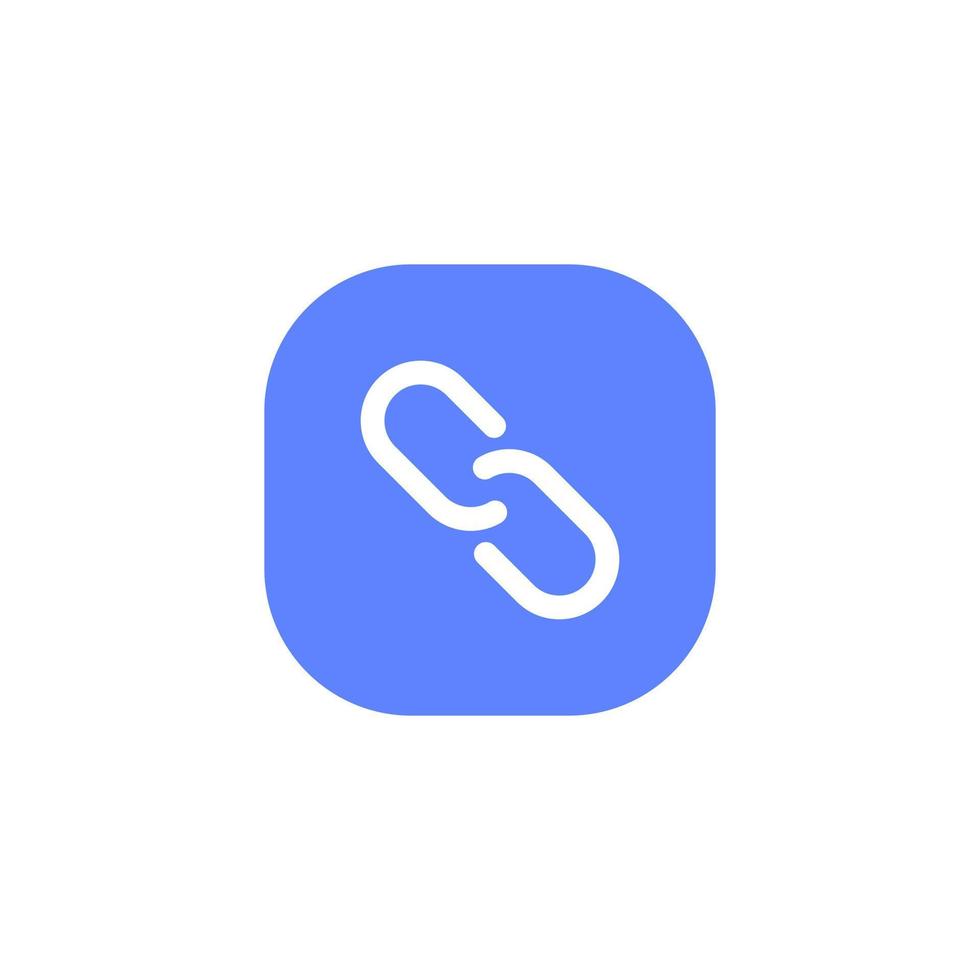 Social media element. Link, chain icon vector on square button