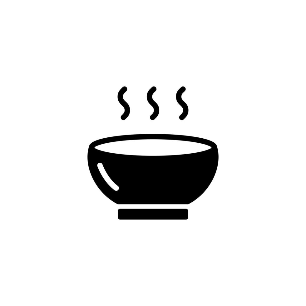 tazón, vector de icono de sopa caliente sobre fondo blanco