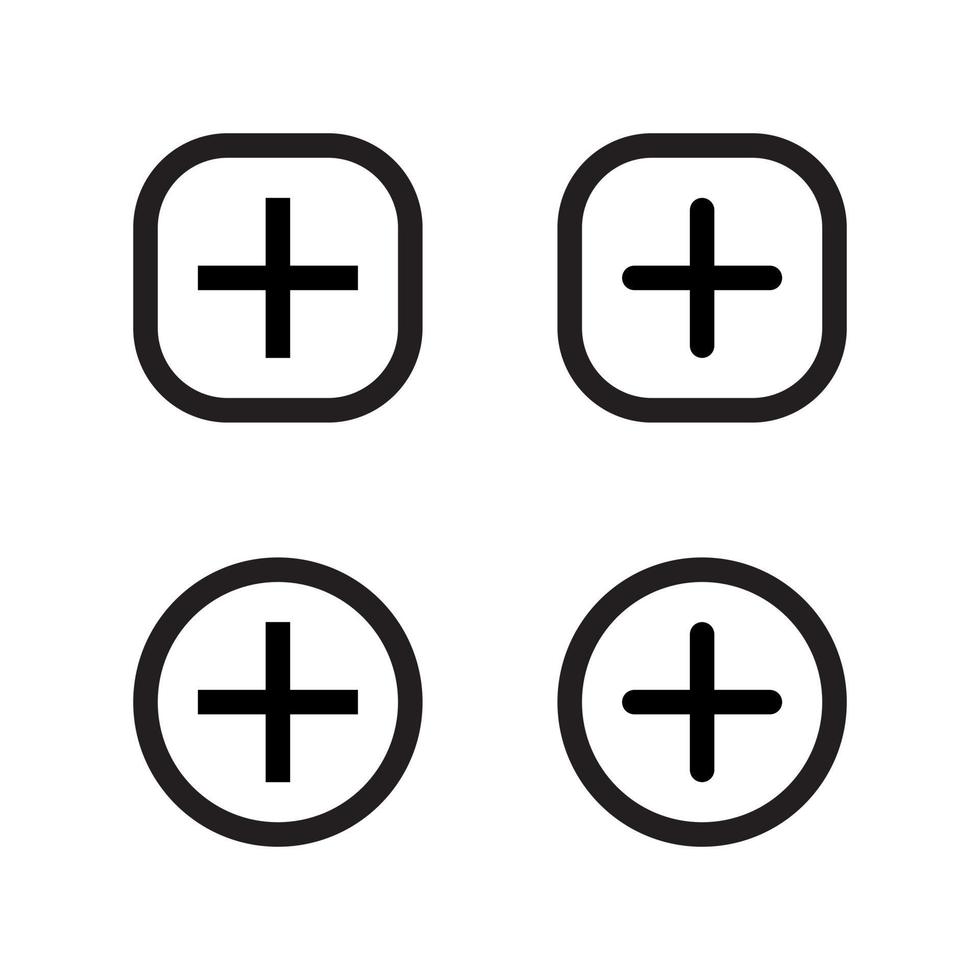 Add button icon vector of social media elements. Cross, plus sign symbol in line style