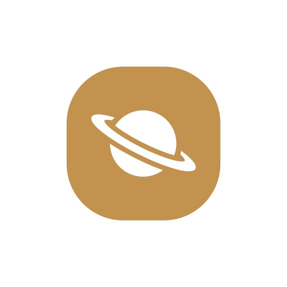 saturno planeta icono logo vector sobre fondo cuadrado