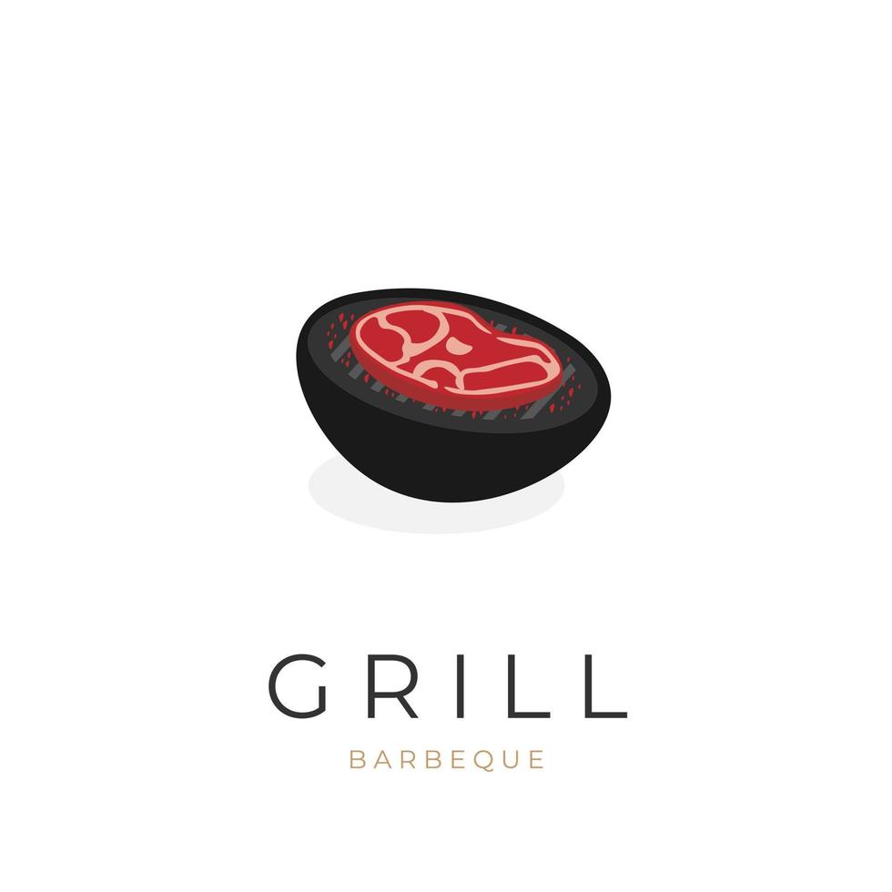 Grilled meat vector illustration logo