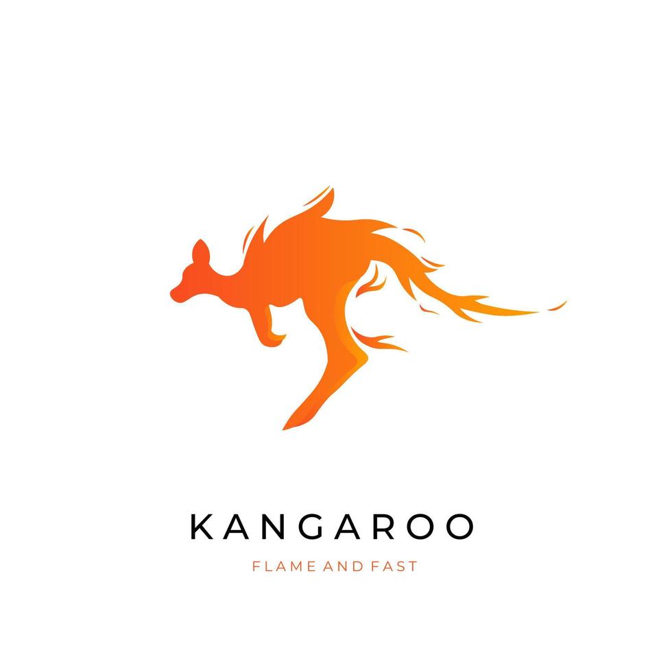 Fire kangaroo vector illustration logo