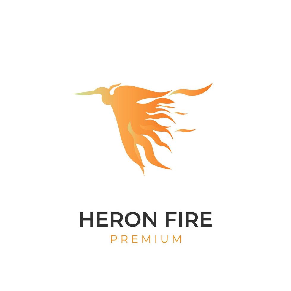 Flying fire egret illustration logo vector