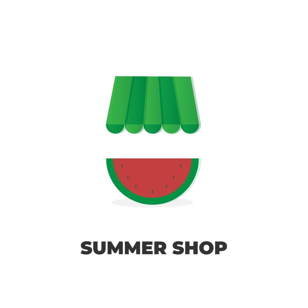 logotipo de ilustración de tienda fresca de sandía en verano vector