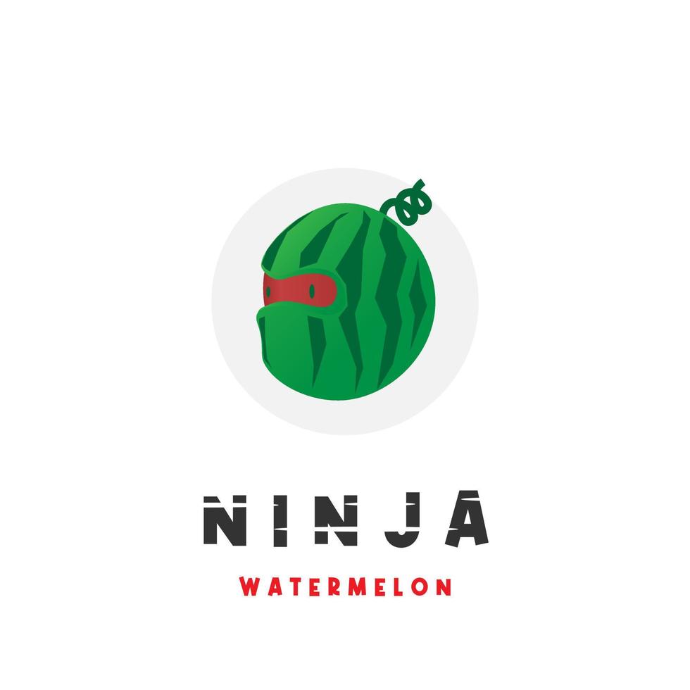 Ninja watermelon vector illustration logo