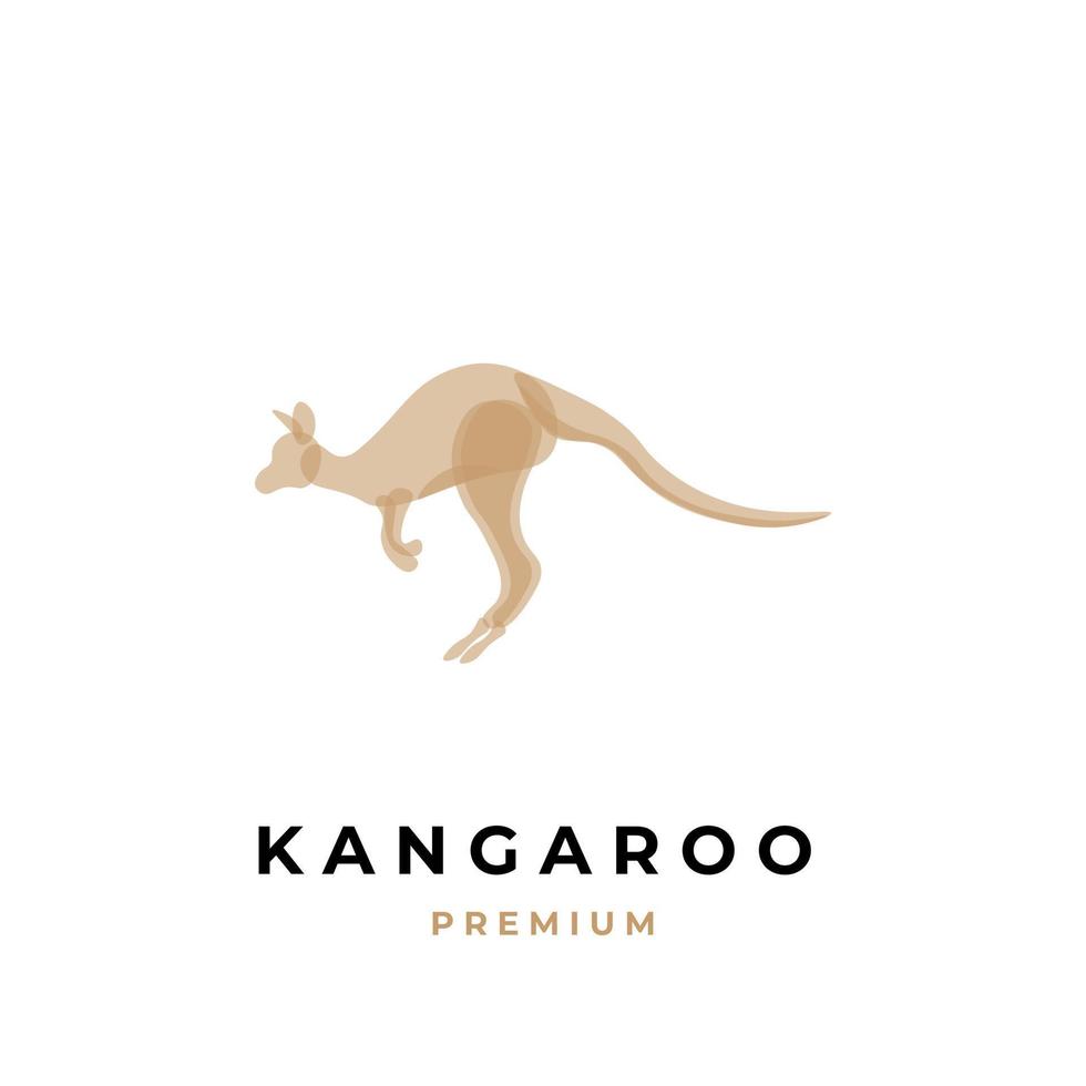 Brown kangaroo illustration logo with overlapping abstract colors vector