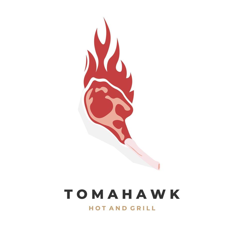logotipo de ilustración de carne tomahawk caliente vector
