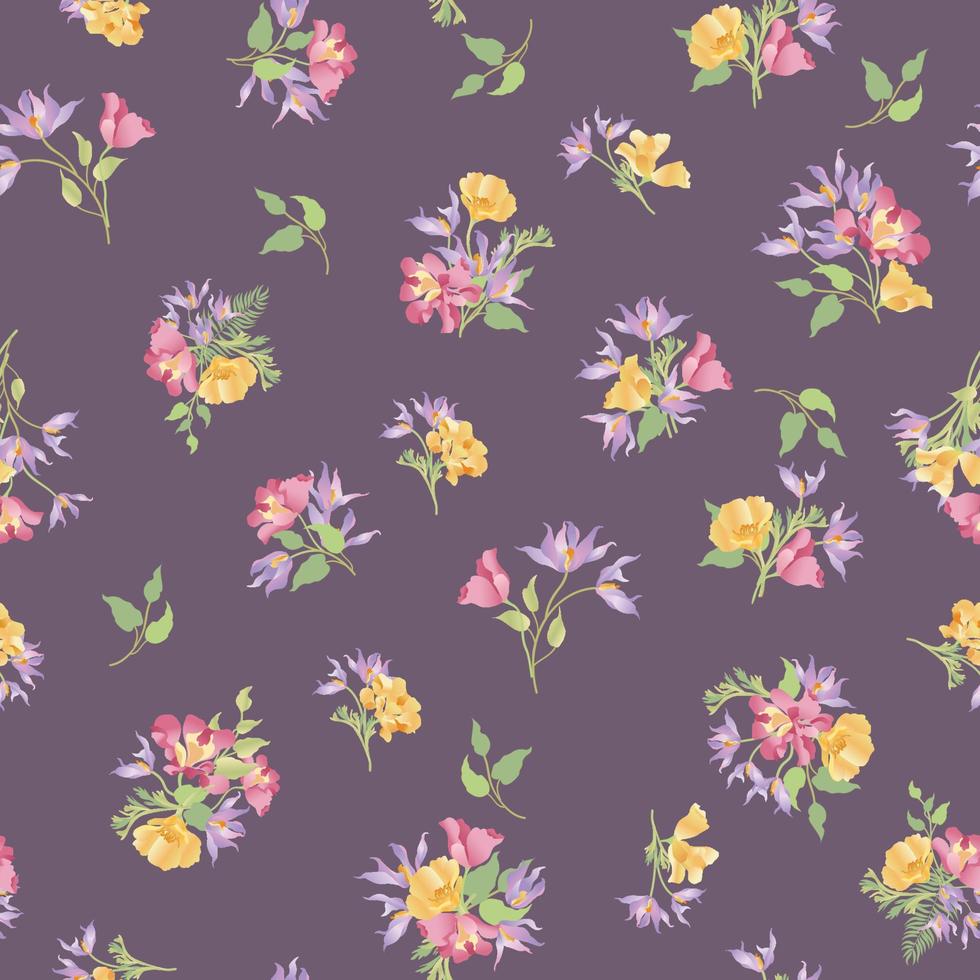 Floral seamless pattern. Flower garden ornamental white background. Flourish garden texture vector