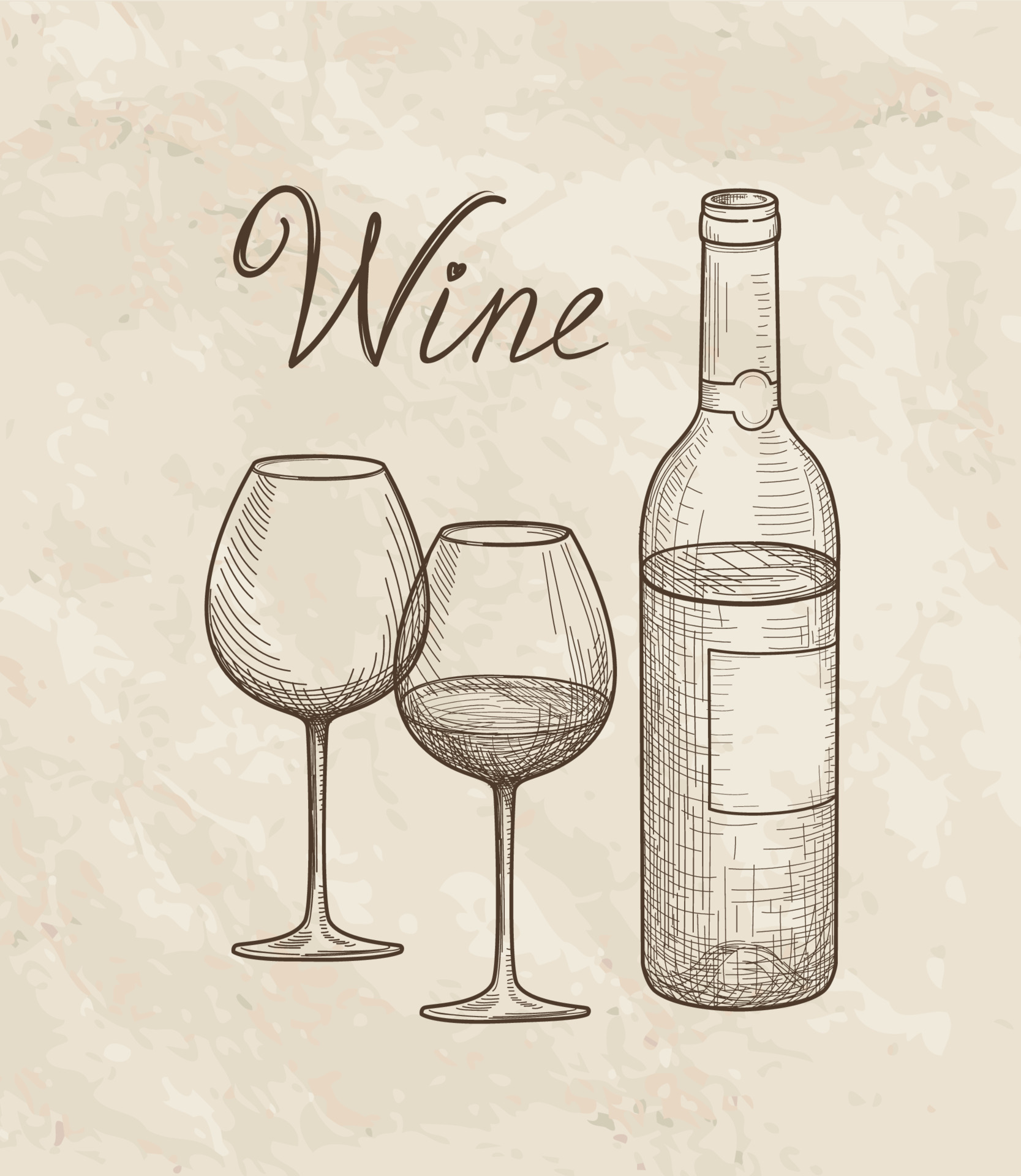 Drink wine set. Cafe bar menu banner. Wineglass, bottle, lettering.  Wine-card background 8085757 Vector Art at Vecteezy