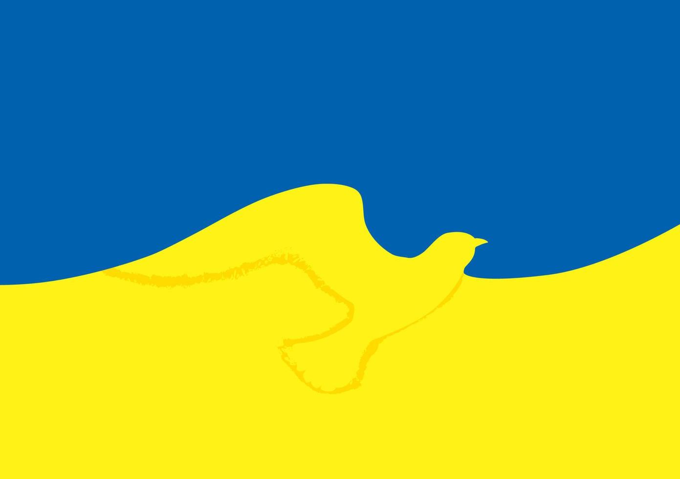 Ukrainian flag with peace dove symbol. Stay with peace icon. Flag of Ukraine with shape of a dove of peace. The concept of no war, peace in Ukraine. vector