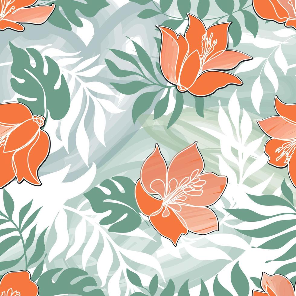 patrón floral sin fisuras. fondo de flores. textura transparente floral con flores. florecer papel tapiz de azulejos vector