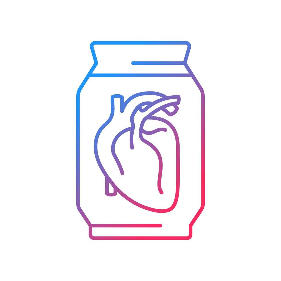 Human heart exhibit at museum gradient linear vector icon. Human organ preserved in formalin. Educational artifact. Thin line color symbol. Modern style pictogram. Vector isolated outline drawing