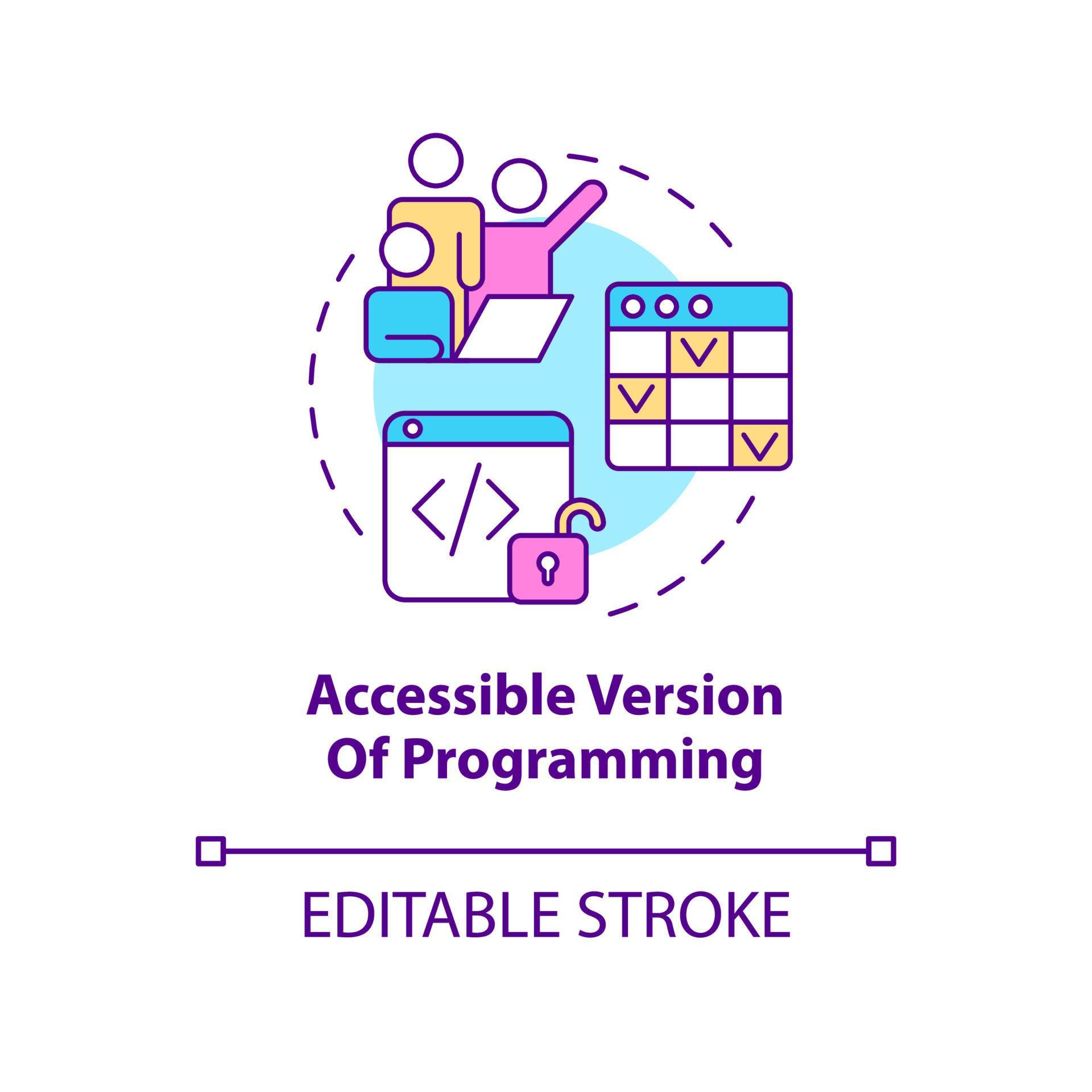 Accessible version of programming concept icon. Easy way to code. Tech ...