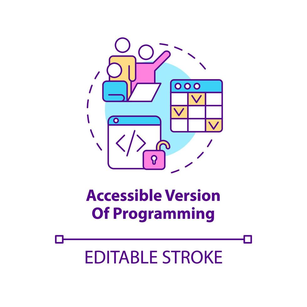 Accessible version of programming concept icon. Easy way to code. Tech ...