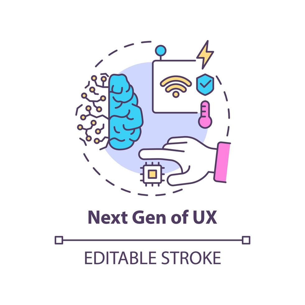 Next gen of UX concept icon. Ambient user experience. Tech macro trends abstract idea thin line illustration. Isolated outline drawing. Editable stroke. vector