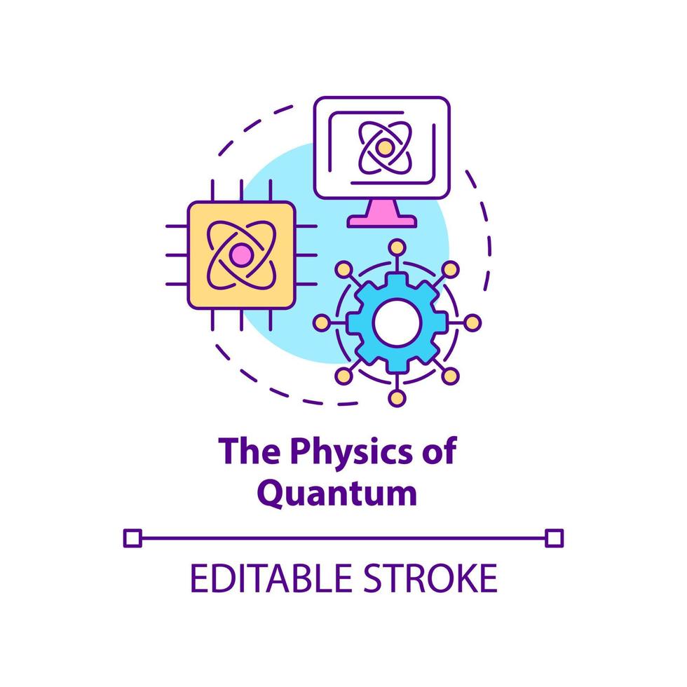 Physics of quantum concept icon. Processing digital information. Tech macro trends abstract idea thin line illustration. Isolated outline drawing. Editable stroke. vector