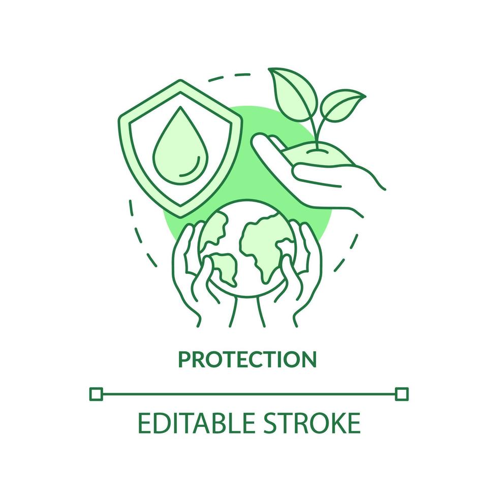 Protection green concept icon. Sustainable land management abstract idea thin line illustration. Natural environment. Isolated outline drawing. Editable stroke. vector