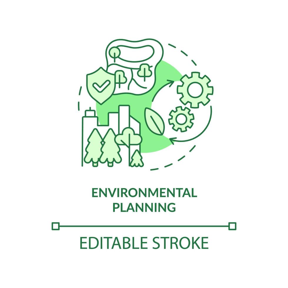 Environmental planning green concept icon. Land-use planning abstract idea thin line illustration. Sustainable outcomes. Isolated outline drawing. Editable stroke. vector