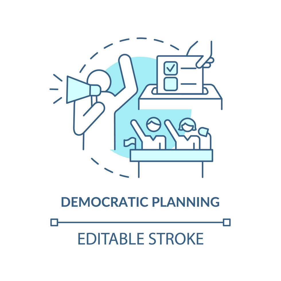Democratic planning turquoise concept icon. Land-use planning abstract idea thin line illustration. Engaging community. Isolated outline drawing. Editable stroke. vector