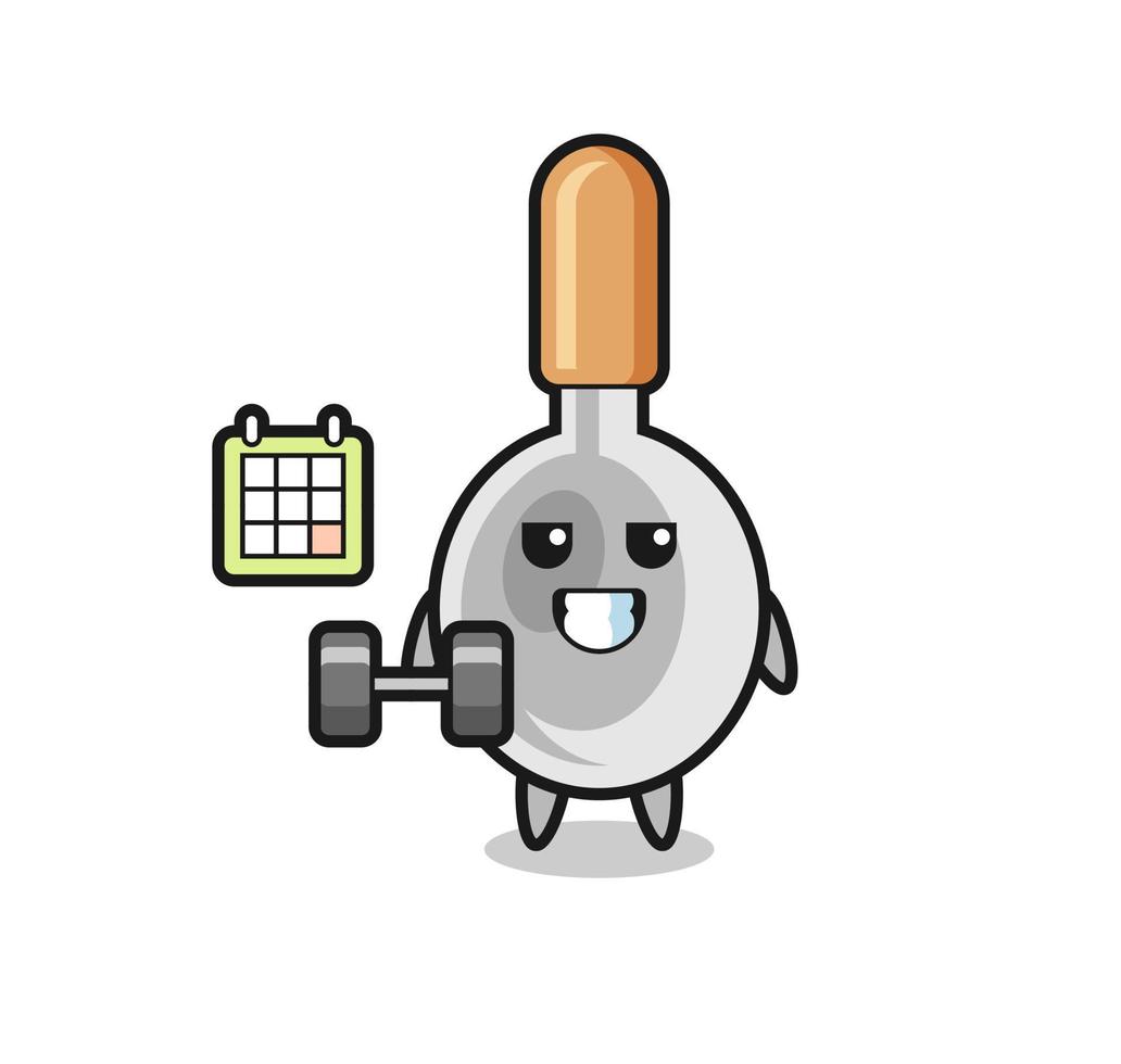 cooking spoon mascot cartoon doing fitness with dumbbell vector