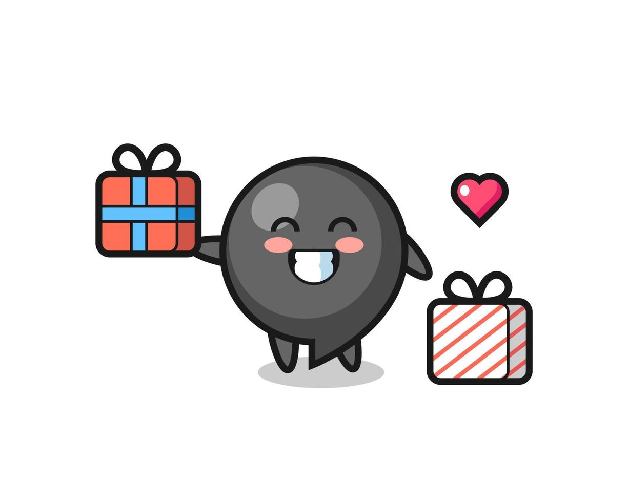 comma symbol mascot cartoon giving the gift vector