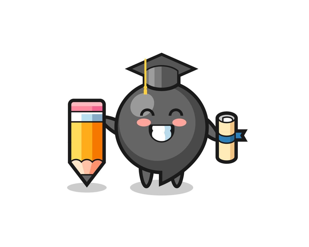 comma symbol illustration cartoon is graduation with a giant pencil vector