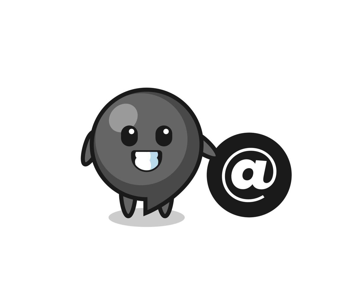 Cartoon Illustration of comma symbol standing beside the At symbol vector