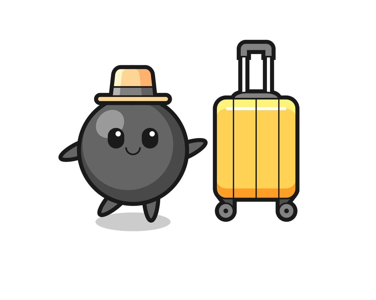 ilustración de dibujos animados de símbolo de punto con equipaje de vacaciones vector