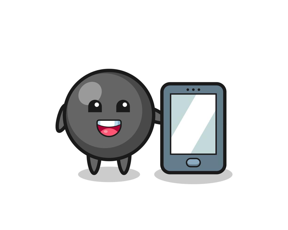 dot symbol illustration cartoon holding a smartphone vector