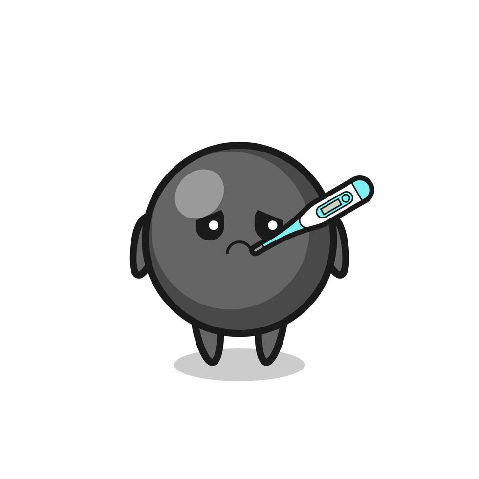 personaje de mascota de símbolo de punto con condición de fiebre vector