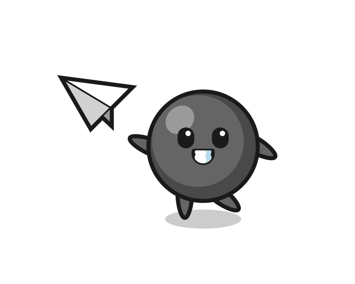 dot symbol cartoon character throwing paper airplane vector