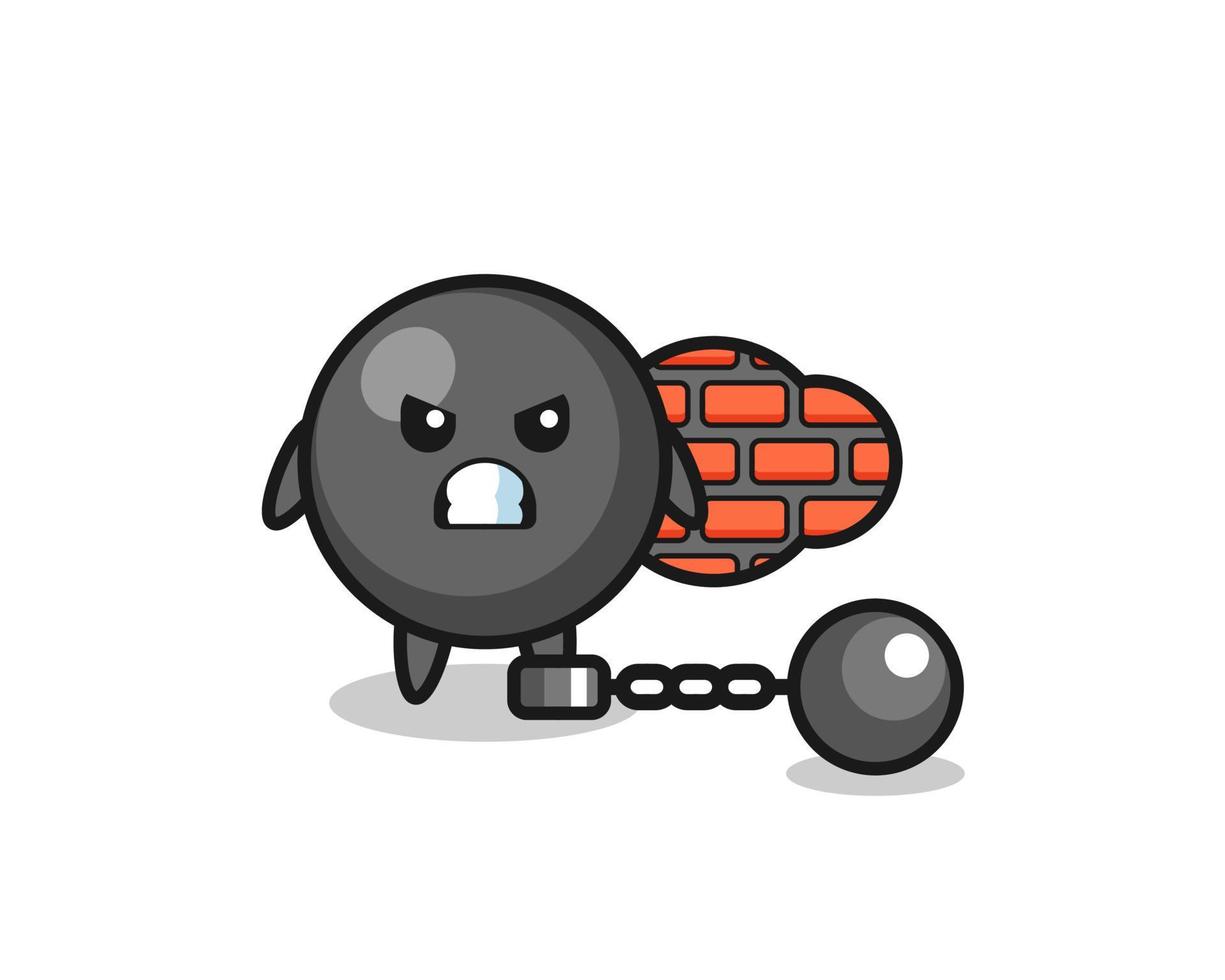 Character mascot of dot symbol as a prisoner vector