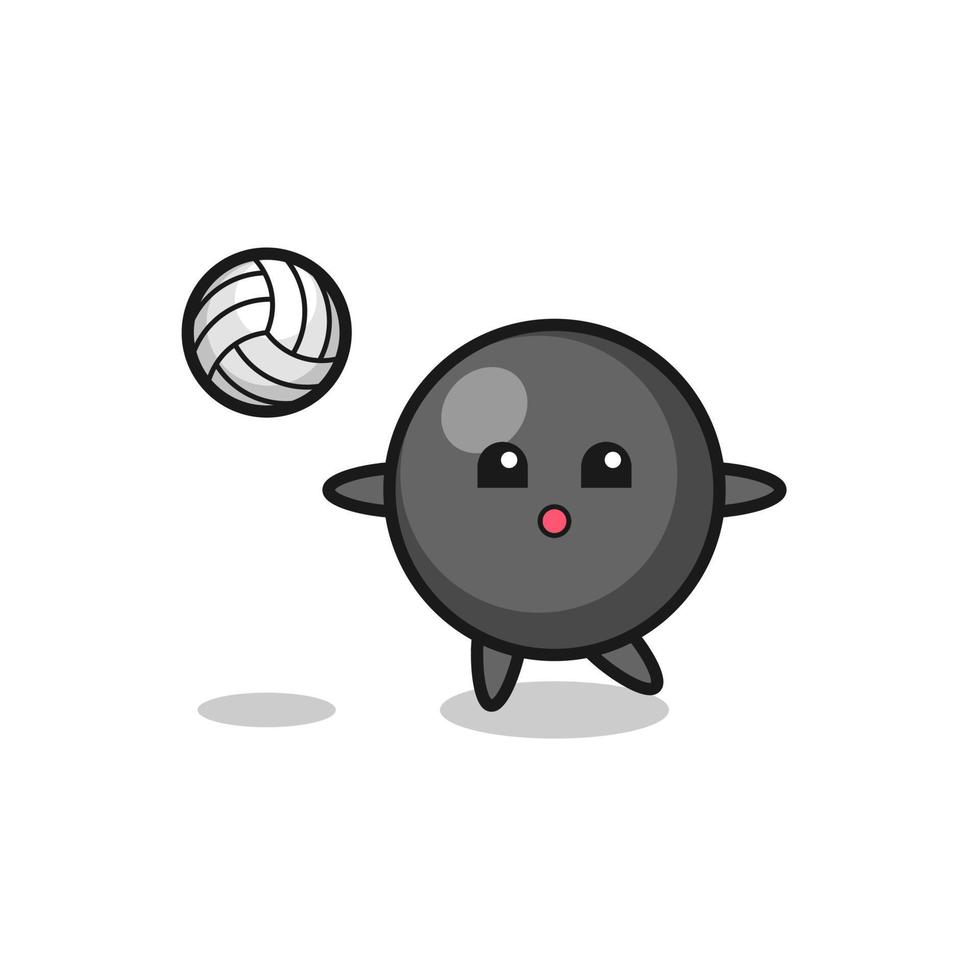 caricatura de personaje del símbolo de punto está jugando voleibol vector