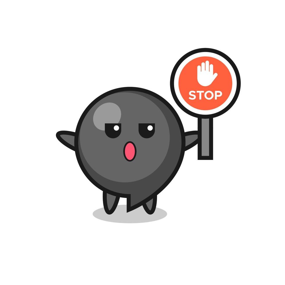 comma symbol character illustration holding a stop sign vector