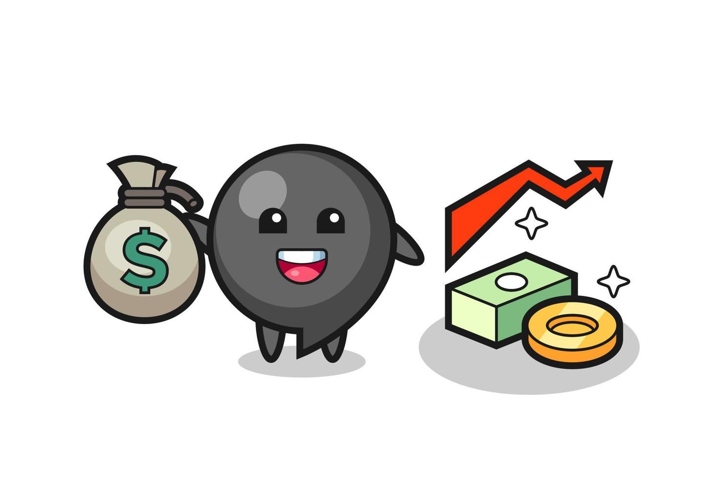 comma symbol illustration cartoon holding money sack vector