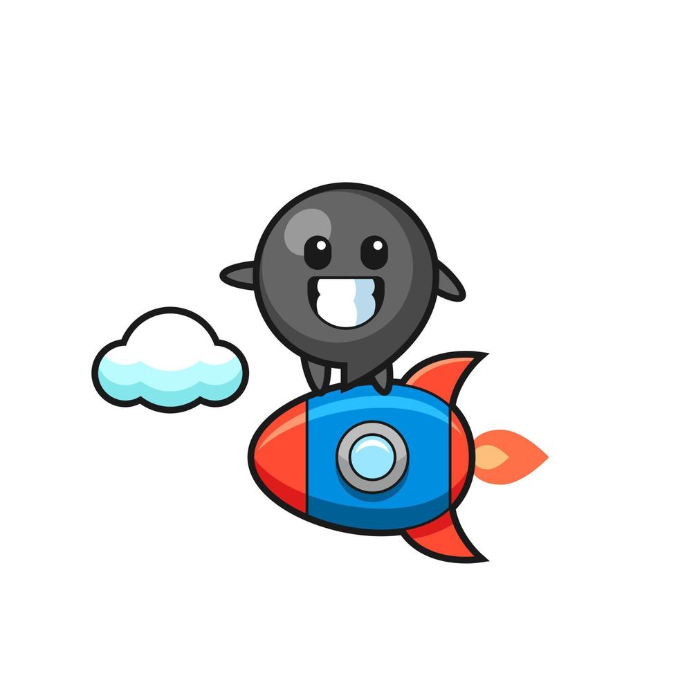 comma symbol mascot character riding a rocket vector