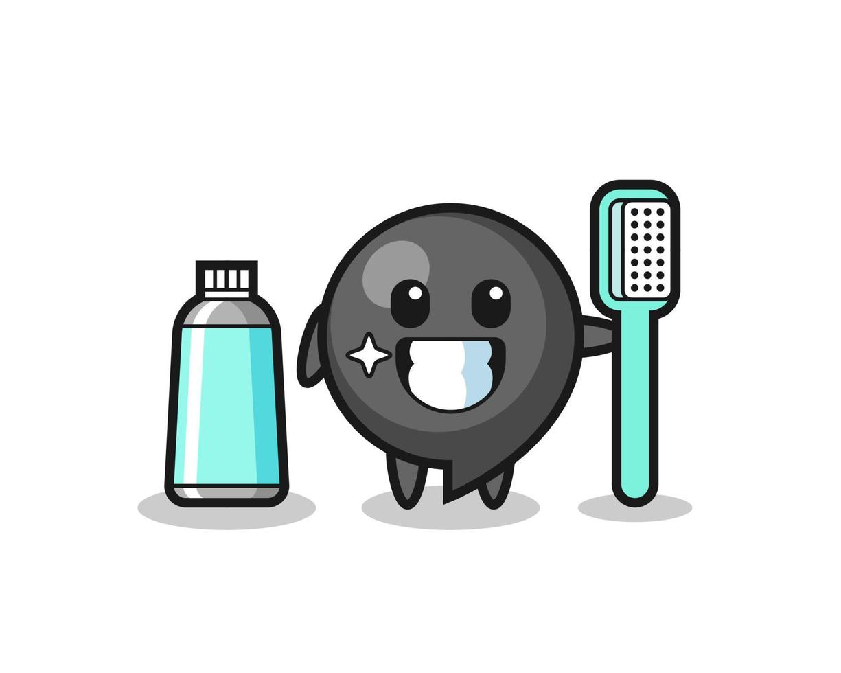 ilustración de mascota del símbolo de coma con un cepillo de dientes vector