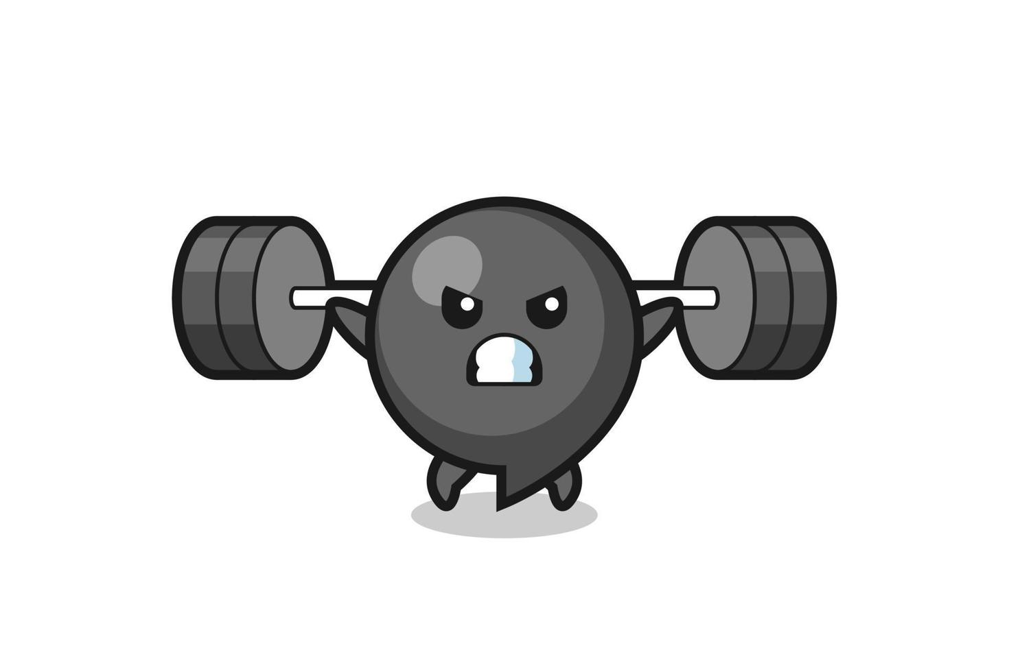 comma symbol mascot cartoon with a barbell vector