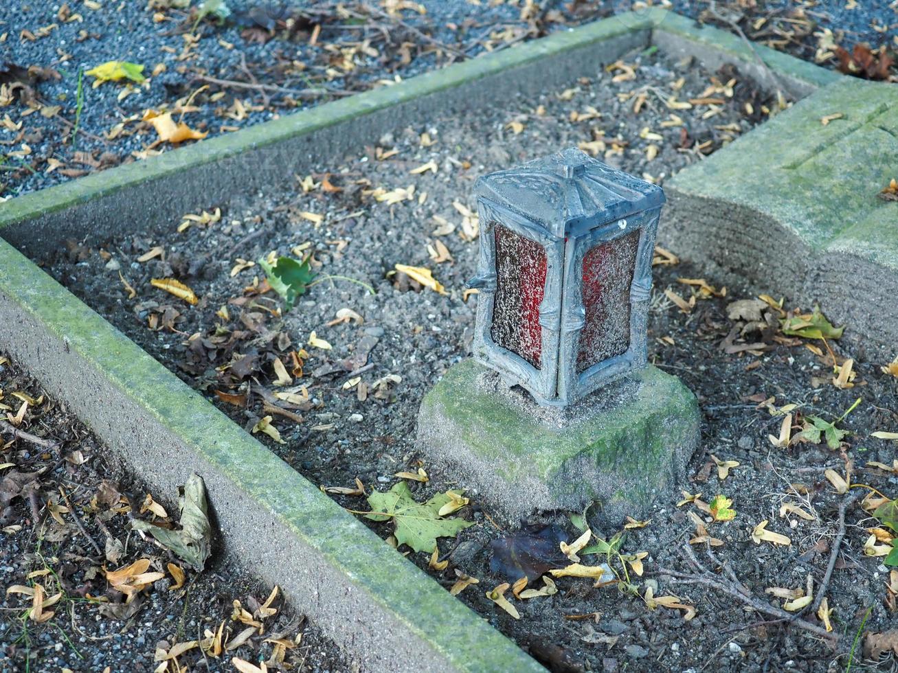 Grave decoration with candle photo